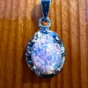 Vintage Sterling Silver and Opal Pendant